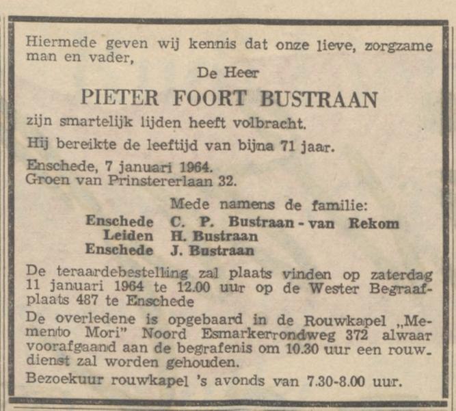 Groen van Prinstererlaan 32 P.F. Bustraan overlijdensadvertentie 9-1-1964.jpg