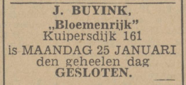Kuipersdijk 161 J. Buyink Bloemenrijk advertentie Twentsch nieuwsblad 23-1-1943.jpg