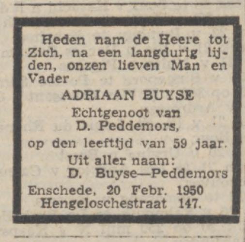 Hengelosestraat 147 A. Buyse overlijdensadvertentie Trouw 22-2-1950.jpg