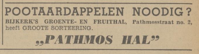 Pathmosstraat 2 Bijkerk Groente- en Fruithal advertentie Tubantia 5-4-1941.jpg