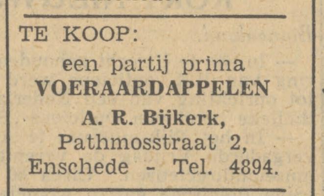 Pathmosstraat 2 A.R. Bijkerk advertentie Tubantia 25-4-1949.jpg