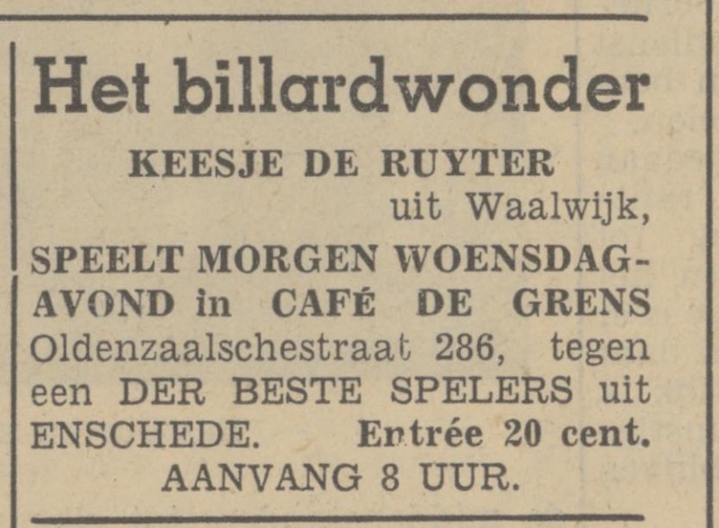 Oldenzaalsestraat 286 cafe De Grens advertentie Tubantia 12-9-1939.jpg