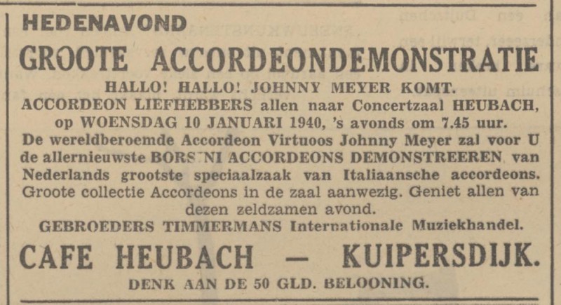 Kuipersdijk cafe Heubach advertentie Tubantia 9-1-1940.jpg