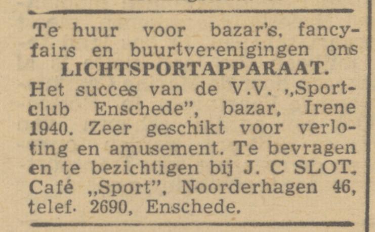 Noorderhagen 46 cafe Sport J.C. Slot advertentie de Waarheid 14-8-1945.jpg