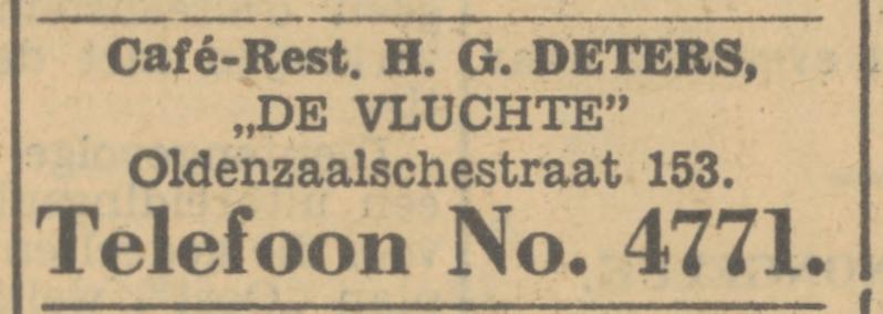 Oldenzaalsestraat 153 cafe restaurant H.G. Deters De Vluchte advertentie Tubantia 27-2-1933.jpg