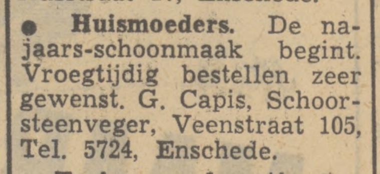 Veenstraat 105 G. Capis schoorsteenbeger advertentie Tubantia 3-9-1949.jpg