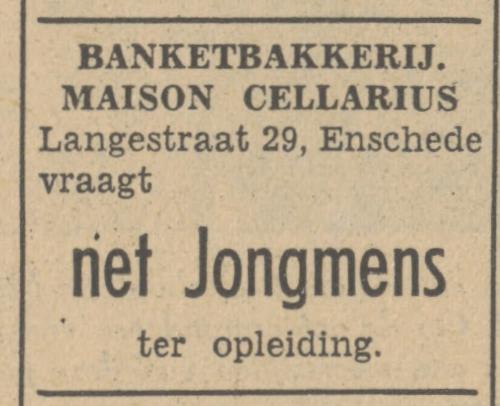 Langestraat 29 Banketbakkerij Maison Cellarius advertentie Tubantia 19-6-1951.jpg
