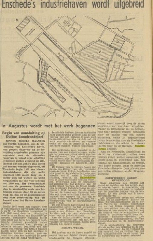 Burgemeester Stroinkstraat wordt Binnenhaven krantenbericht Tubantia 23-6-1950.jpg