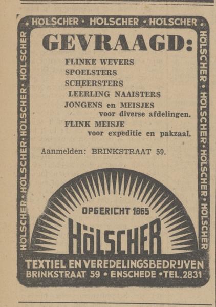 Brinkstraat 59 Hölscher advertentie Tubantia 13-12-1949.jpg