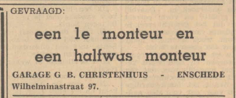 Wilhelminastraat 97 Garage G.B. Christenhuis -advertentie- Tubantia 28-7-1947.jpg