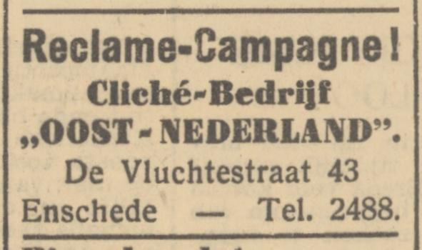 De Vluchtestraat 43 Clichébedrijf Oost Nederland advertentie Het Parool 20-6-1945.jpg