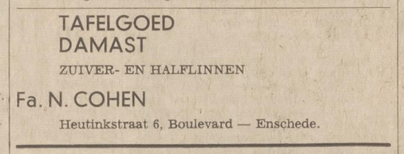 Heutinkstraat 6 Fa. N. Cohen advertentie Tubantia 13-12-1966.jpg