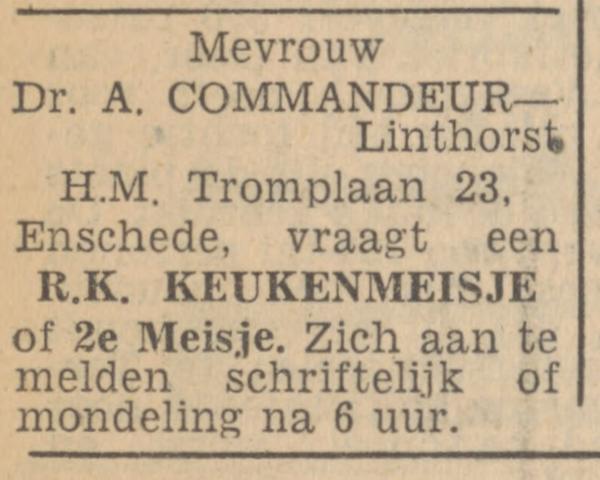 M.H. Tromplaan 23 Dr. A. Commandeur advertentie Tubantia 13-9-1947.jpg