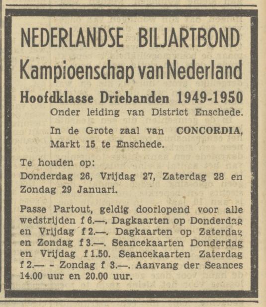 Markt 15 Concordia advertentie Tubantia 24-1-1950.jpg