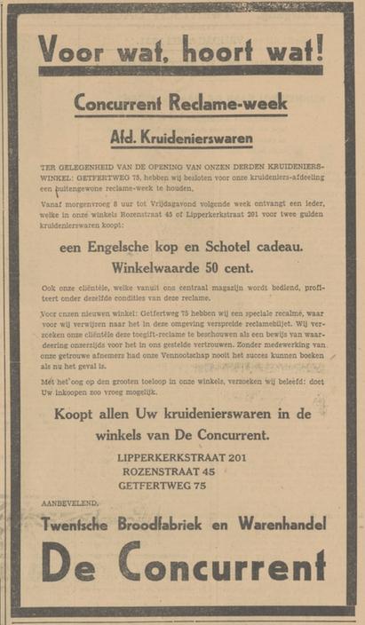 Lipperkerkstraat 201 De Concurrent kruidenierswaren advertentie Tubantia 8-5-1931.jpg