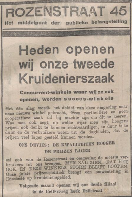 Rozenstraat 45 Concurrent winkerl advertentie Overijsselsch dagblad 28-3-1931.jpg