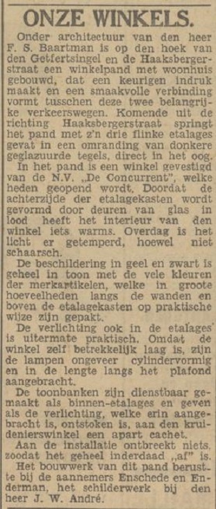 Haaksbergerstraat hoek Getfertsingel  N.V. De Concurrent krantenbericht Tubantia 27-2-1932.jpg