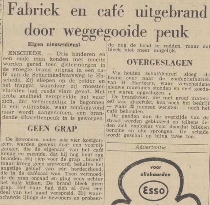 Schurinksdwarsweg confectiefabriek H. Hartgers krantenbericht Algemeen Dagblad 18-11-1958.jpg