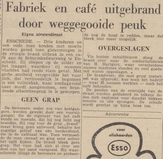 Schurinksdwarsweg confectiefabriek H. Hartgers krantenbericht Algemeen Dagblad 18-11-1958.jpg