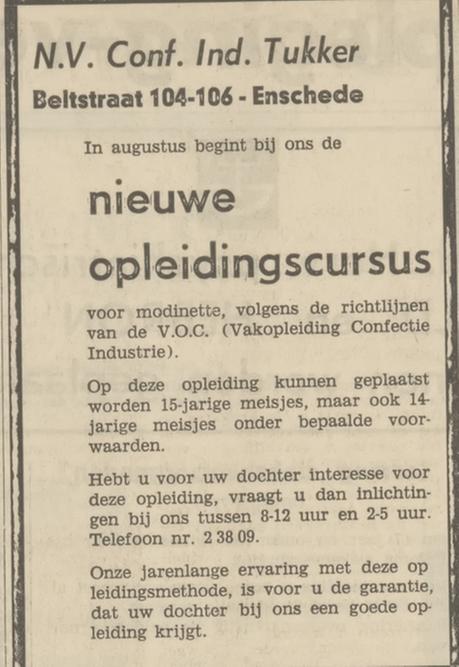 Beltstraat 104-106 N.V. Conf. Ind. Tukker advertentie Tubantia 22-5-1968.jpg