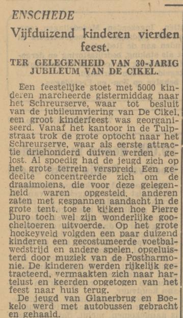 Tulpstraat Cikel krantenbericht Tubantia 10-8-1949.jpg