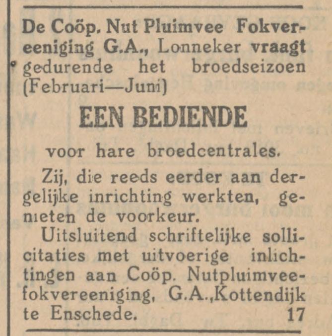 Kottendijk Coöp. Nut-Pluimvee Fokvereniging G.A.advertentie Tubantia 4-1-1930.jpg
