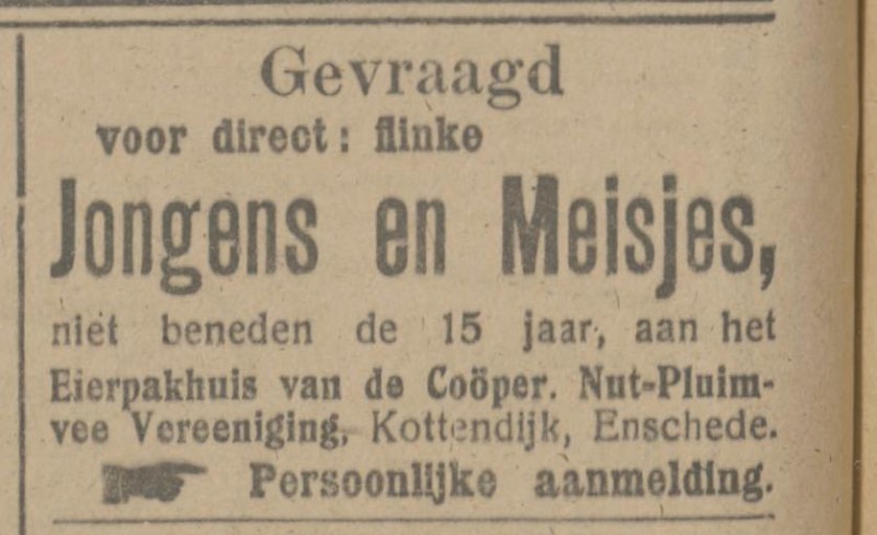 Kottendijk Coöp. Nut-Pluimvee Fokvereniging advertentie Tubantia 28-4-1917.jpg