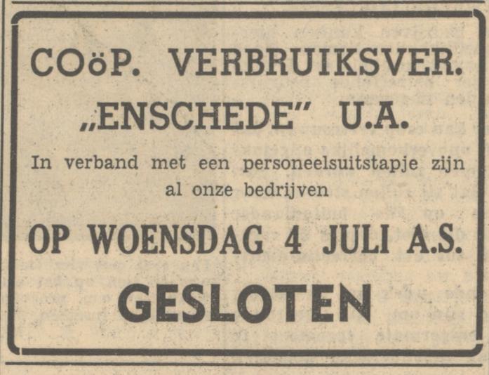 Coöp. Verbruiksver. Enschede U.A. advertentie Tubantia 30-6-1951.jpg