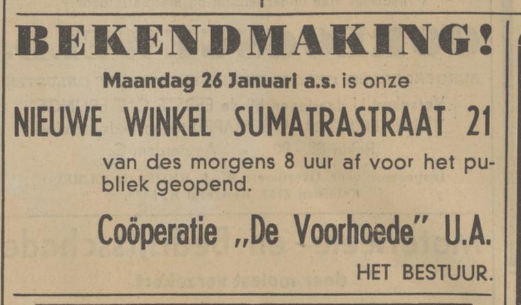 Sumatrastraat 21 Coöp. De Voorhoede U.A. advertentie Tubantia 24-1-1942.jpg