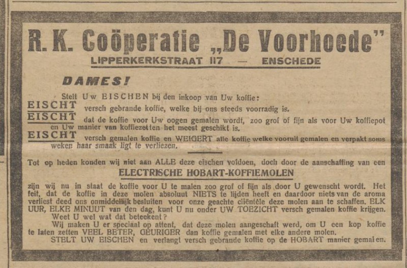 Lipperkerkstraat 117 R.K. Coöp. De Voorhoede advertentie Overijsselsch Dagblad 30-3-1923.jpg