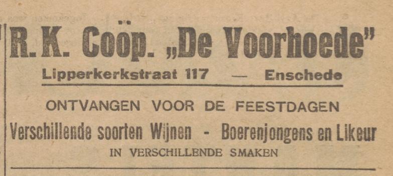 Lipperkerkstraat 117 R.K. Coöp. De Voorhoede advertentie Overijsselsch Dagblad 22-3-1923.jpg
