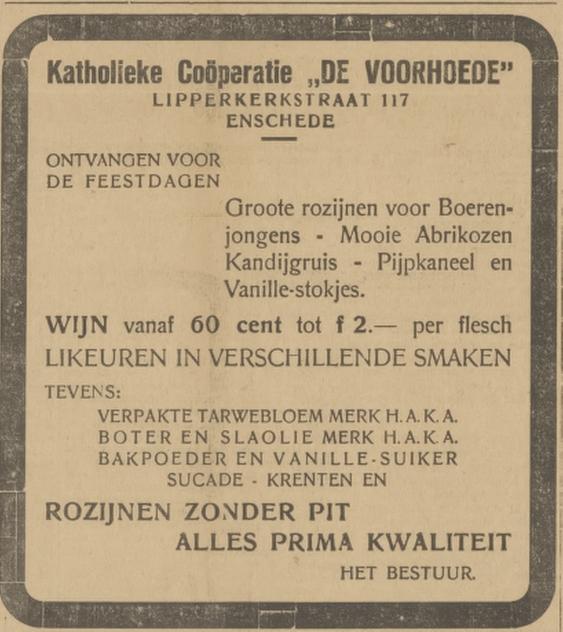 Lipperkerkstraat 117 Katholieke Coöp. De Voorhoede advertentie Het Verbondsblad 23-12-1927.jpg