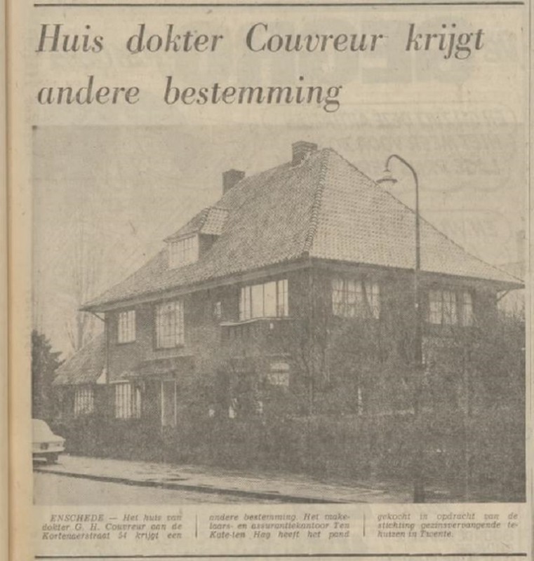 Kortenaerstraat 54 G.H. Couvreur krantenbericht Tubantia 3-2-1971.jpg