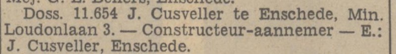 Minister Loudonlaan 3 J. Cusveller Constructeur Aannemer krantenbericht Tubantia 13-12-1938.jpg