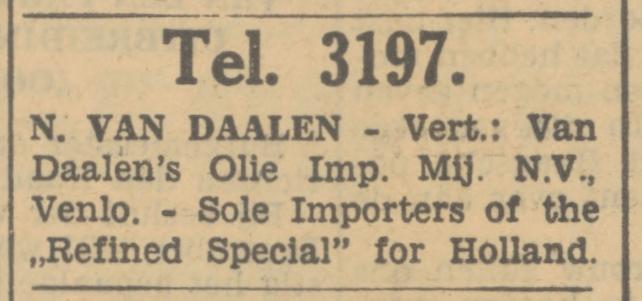 N. van Daalen Vert. Van Daalen's Olie Import Mij. advertentie Tubantia 27-2-1933.jpg
