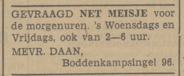 B oddenkampsingel 96 Mevr. Daan advertentie Tubantia 1-7-1942.jpg