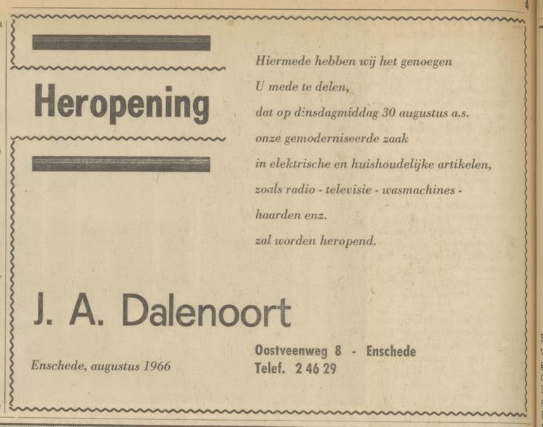 Oostveenweg 8 J.A. Dalenoort advertentie Tubantia 29-8-1966.jpg