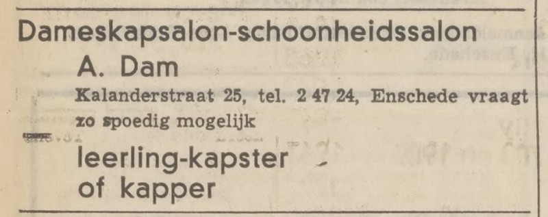 Van Lochemstraat 9 A. Dam Dameskapsalon advertentie Tubantia 12-4-1969.jpg