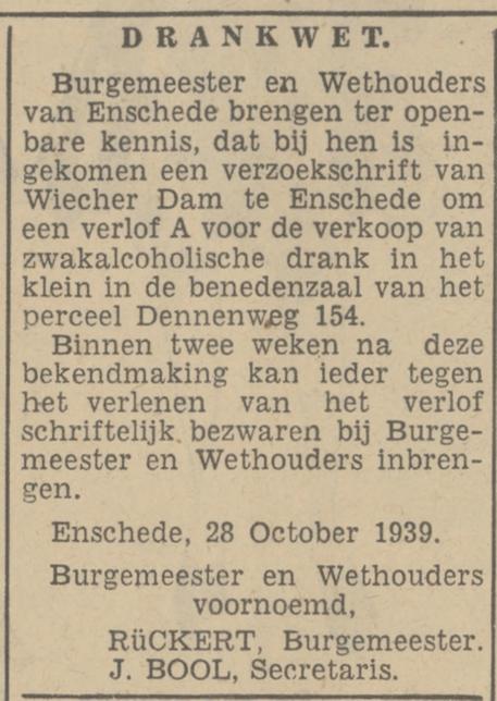 Dennenweg 154 Wiecher Dam drankwet advertentie Tubantia 30-10-1939.jpg