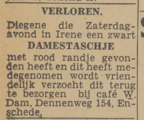 Dennenweg 154 cafe W. Dam advertentie Twentsch nieuwsblad 15-12-1942.jpg