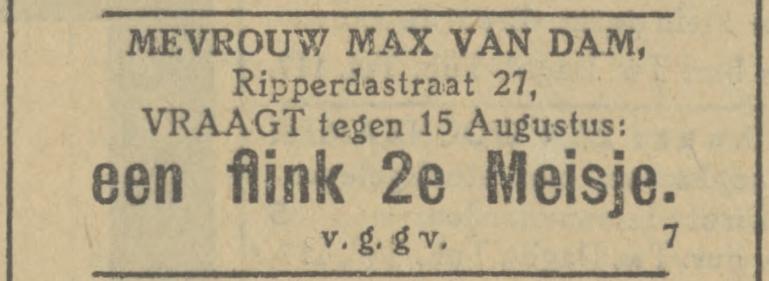 Ripperdastraat 27 Mevr. Max van Dam  advertentie Tubantia 25-6-1929.jpg