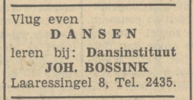 Laaressingel 8 Dansinstituut Joh. Bossink advertentie Tubantia 17-11-1951.jpg