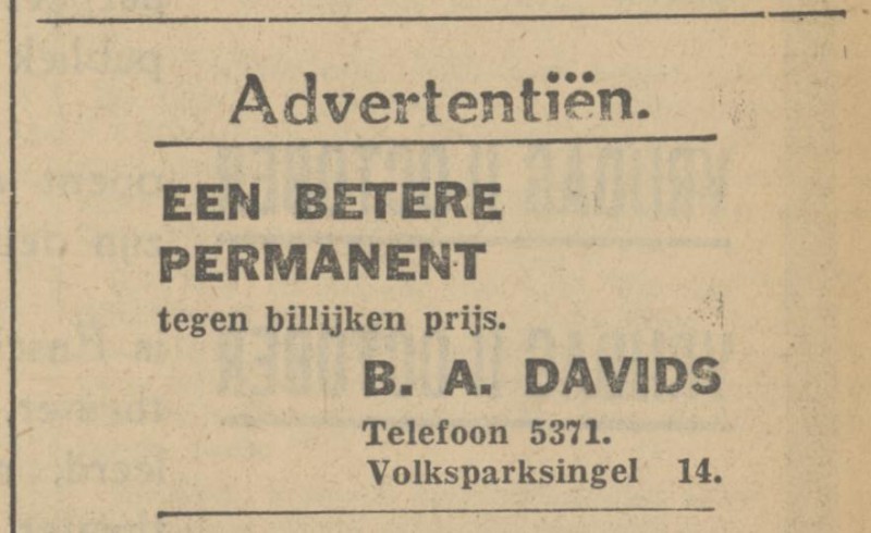 Volksparksingel 14 B.A. Davids  advertentie Tubantia 9-10-1935.jpg