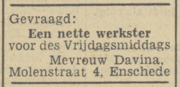 Molenstraat 4 Mevr. Davina advertentie Tubantia 16-10-1946.jpg