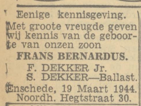 Noordhoek Hegtstraat 30 F. Dekker Jr. advertentie Twentsch nieuwsblad 21-3-1944.jpg