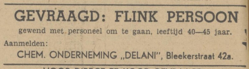 Blekerstraat 43a Chem. Onderneming Delani advertentie Tubantia 23-6-1942.jpg