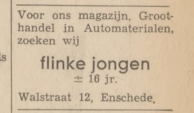 Walstraat 12 Groothandel in Automaterialen advertentie Tubantia 31-3-1966.jpg