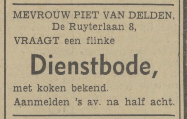 De Ruyterlaan 8 Piet van Delden advertentie Tubantia 24-2-1941.jpg
