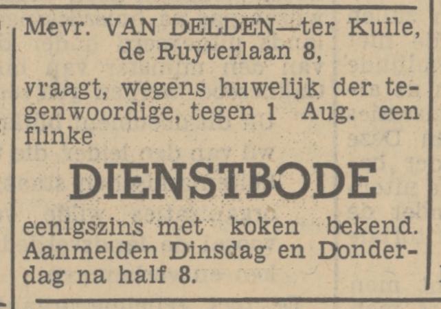 De Ruyterlaan 8 Mevr. van Delden-ter Kuile advertentie Tubantia 7-5-1938.jpg