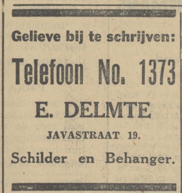 Javastraat 19 E. Delmte schilder en behanger advertentie Tubantia 28-11-1930.jpg